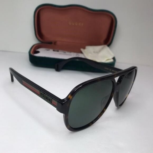 💯 Original Gucci GG0463S Men's Aviator Sunglasses, Brown/Green - Picture 7 of 12